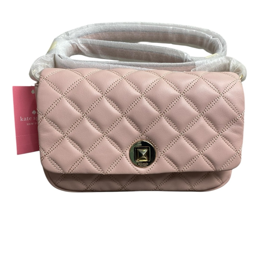 Kate Spade NWT Natalia Quilted Smooth Leather Turnlock Crossbody Rose Smโฆ - Picture 15 of 16